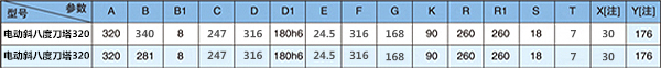 斜八度立式电动刀架安装尺寸参数
